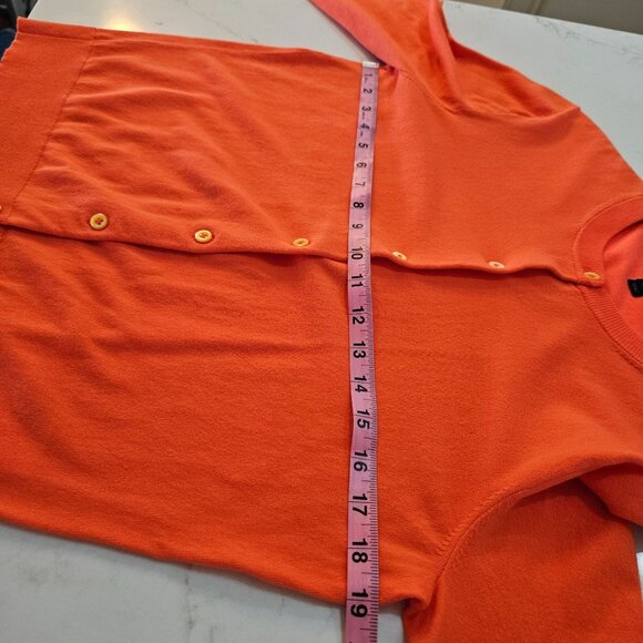 J. Crew Cardigan Sweater Large Orange Cotton Preppy Button Front Classic - Picture 8 of 8